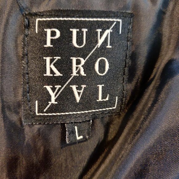 Punk Royal Mens Black White Marbled Tie Dye Snaps Arm Patches Bomber Jacket L - Picture 9 of 11